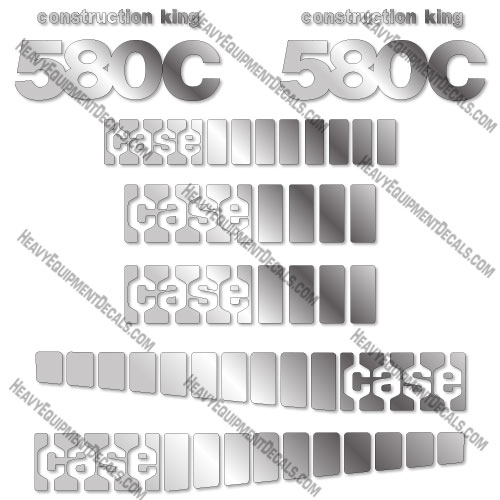 Fits Case 580C Decal Kit Backhoe - CUSTOM SILVER 580, 580-c, 580c, decal kit, k, superk