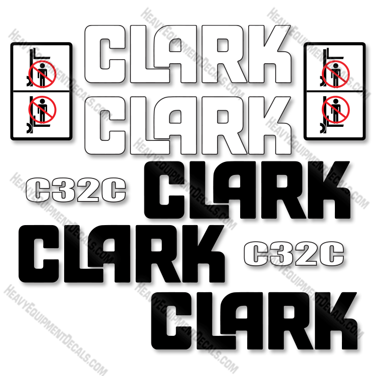 Fits Clark C32C Forklift Decal Kit c32, decals, c-32, 32, 32c