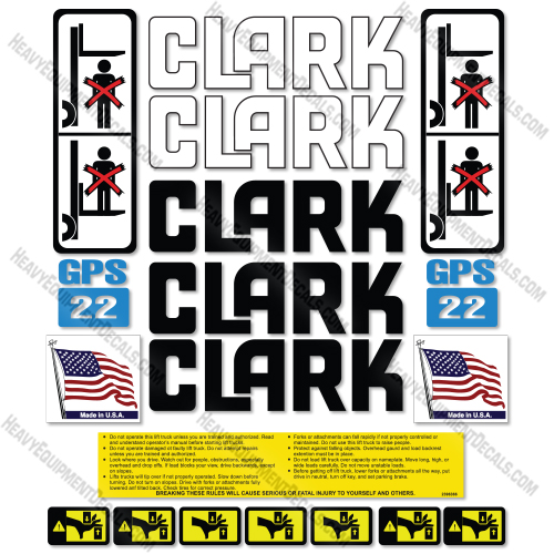 Fits Clark GPS22 Decal Kit Forklift   decal kit, clark
