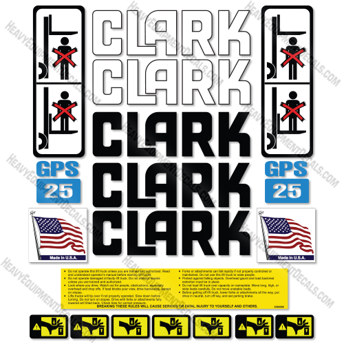 Fits Clark GPS25 Decal Kit Forklift   decal kit, clark
