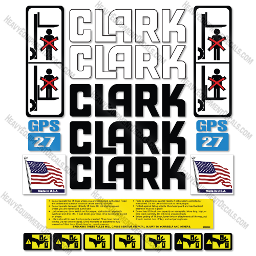 Fits Clark GPS27 Decal Kit Forklift   decal kit, clark