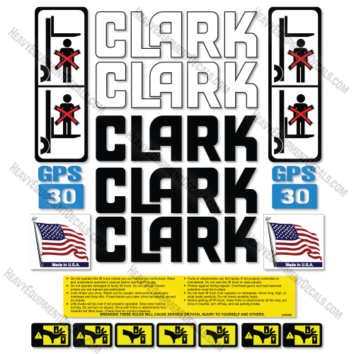 Fits Clark Forklift Decal Kit GPS30 decal kit, gps 30, gps30