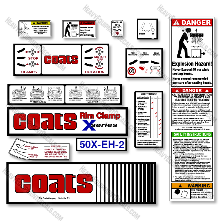 Coats 50X-EH-2 Decal Kit Rim Clamp 50x, eh, decal kit