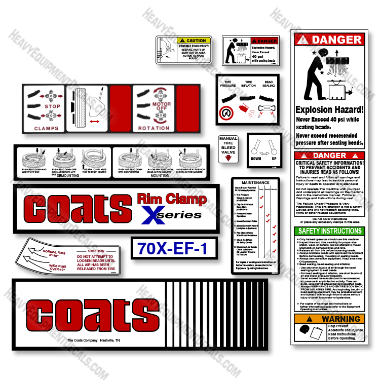 Fits Coats 70X-EF-1 Decal Kit Rim Clamp 70x, ef, decal kit