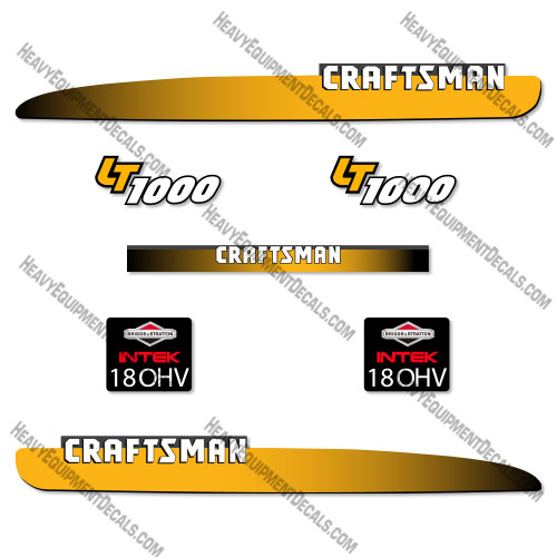 Fits Craftsman LT1000 Decal Kit Mower - YELLOW 1000, decal kit, lt 1000, lt1000