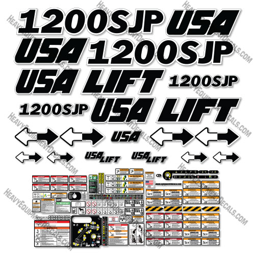 Custom USA Decal Upgrade For JLG 1200SJP Boom Lift - Aftermarket Kit 1200, 1200sjp, decal kit, ultra boom, ultraboom