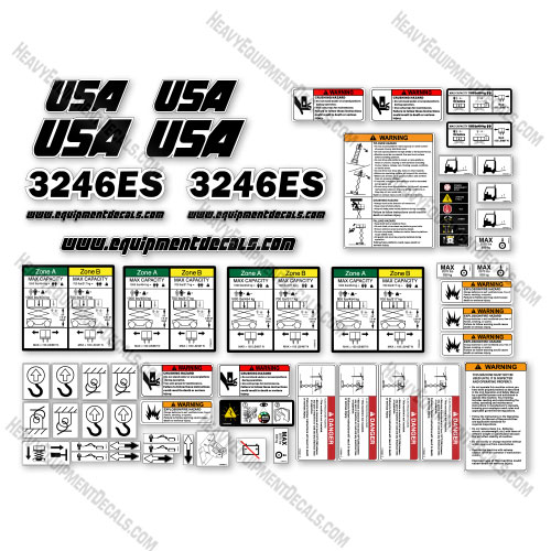 Custom USA Upgrade Fits JLG 3246ES Decal Kit Scissor Lift - Aftermarket Kit 3246, 3246-es, 3246es, decal kit