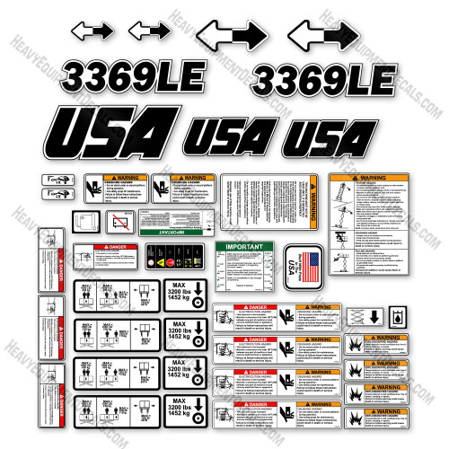 Custom USA Upgrade Fits JLG 3369LE Decal Kit Scissor Lift - Aftermarket Kit 3369, 3369le, decal kit