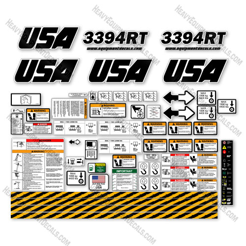 Custom USA Upgrade Fits JLG 3394RT Decal Kit Scissor Lift - Aftermarket Kit 3394, 3394rt, decal kit