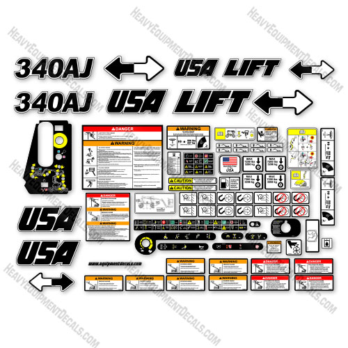 Custom USA Upgrade Fits JLG 340AJ Decal Kit Boom Lift - Aftermarket Kit 340, 340a, 340aj, decal kit