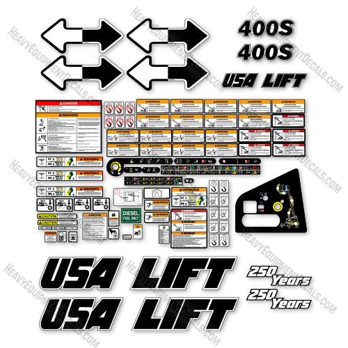 Custom USA Upgrade Fits JLG 400S Decal Kit Boom Lift (S/N 0300203771* to Present) - Aftermarket Kit 400, 400-s, 400s, decal kit, power,