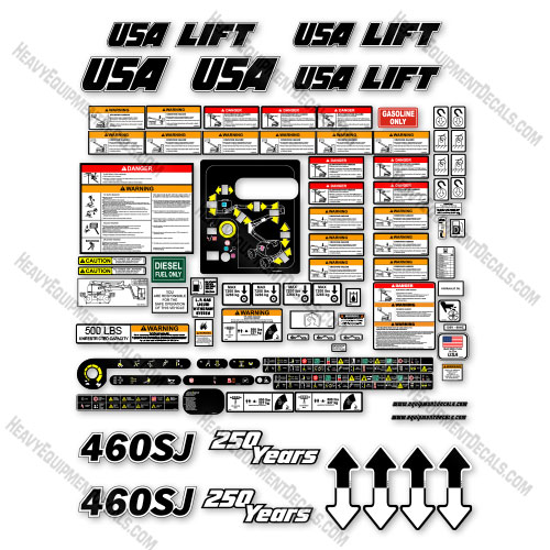 Custom USA Upgrade Fits JLG 460SJ Decal Kit Boom Lift - Aftermarket Kit 460, 460-sj, 460sj, decal kit, power, sky, skypower