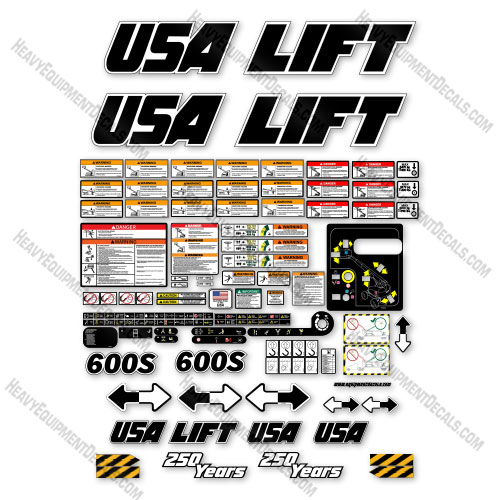Custom USA Upgrade Fits JLG 600S Decal Kit Boom Lift - Aftermarket Kit 600, 600-s, 600s, decal kit, power, sj,