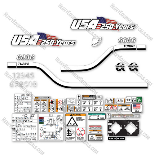 Custom USA Upgrade Fits JLG SKYTRAK 6036 Decal Kit Telehandler (Old Style) - Aftermarket Kit 6036, decal kit