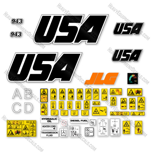 Custom USA Upgrade Fits JLG 943 Decal Kit Telehandler - Aftermarket Kit decal kit