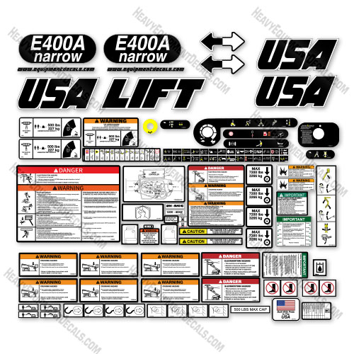 Custom USA Upgrade Fits JLG E400A Narrow Electric Boom Lift - Aftermarket Kit 400, 400a, decal kit, e400, e400a