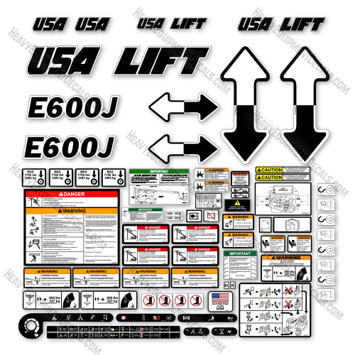 Custom USA Upgrade Fits JLG E600J Decal Kit Electric Boom Lift - Aftermarket Kit 600, 600j, decal kit, e600, e600j
