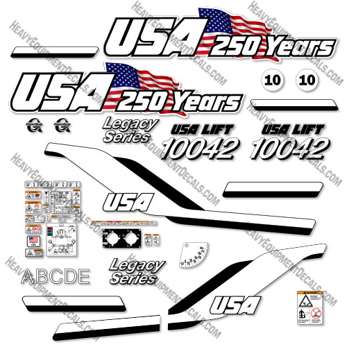 Custom USA Decal Upgrade For JLG 10042 Legacy Series Telehandler - Aftermarket Kit 10042, decal kit