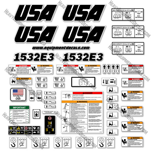 Custom USA Decal Upgrade For JLG 1532E3 Scissor Lift - Aftermarket Kit 1532, 1532e3, decal kit
