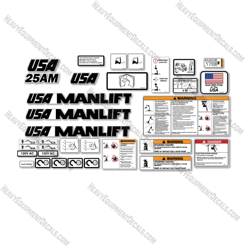 Custom USA Decal Upgrade Fits JLG 25AM Vertical Mast Lift - Aftermarket Kit 25, 25am, am, decal kit