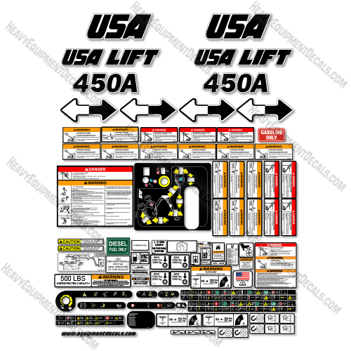Custom USA Decal Upgrade Fits JLG 450A Decal Kit Boom Lift - Aftermarket Kit 450, 450a, decal kit, decals