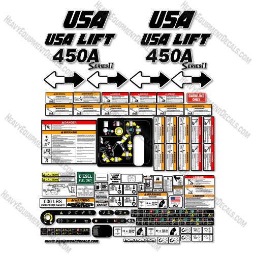  Custom USA Decal Upgrade Fits JLG 450A (SERIES II) Decal Kit Boom Lift - Aftermarket Kit 450, 450a, decal kit, power, series 2, sky, skypower