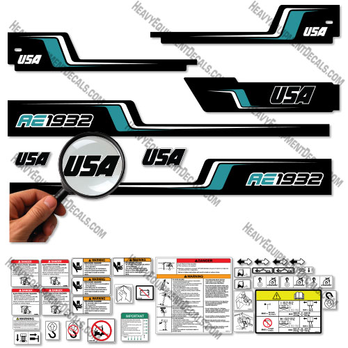 Custom USA Decal Upgrade For JLG AE1932 Scissor Lift - Aftermarket Kit 1932, decal kit, AE-1932, AE1932