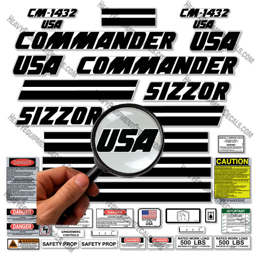 Custom USA Decal Upgrade For JLG CM-1432 Scissor Lift - Aftermarket Kit decals, decal kit