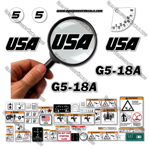 Custom USA Decal Upgrade For JLG G5-18A Telehandler Lift - Aftermarket Kit decal kit