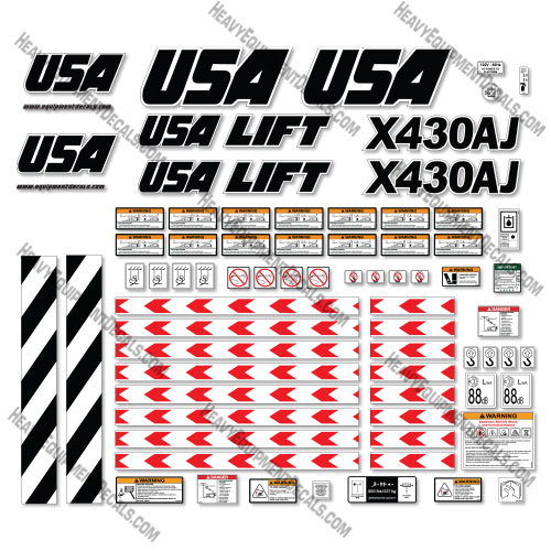 Custom USA Decal Upgrade Fits X430AJ Decal Kit Boom Lift - Aftermarket Kit x430, 430, 430a, decal kit, power, sky, 