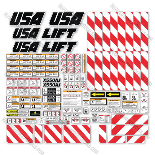 Custom USA Upgrade Fits JLG X550AJ Decal Kit Compact Boom Lift - Aftermarket Kit 550, 550aj, decal kit, x550, x550aj