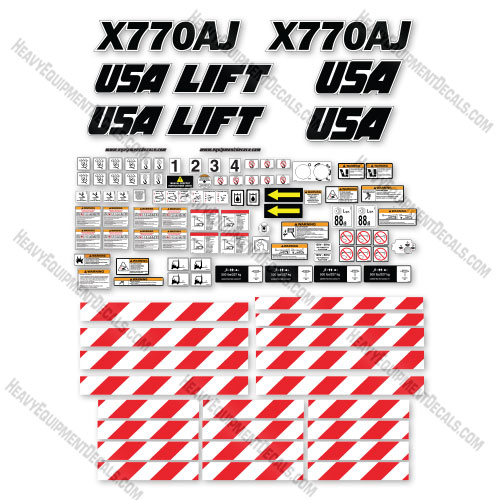 Custom USA Upgrade Fits JLG X770AJ Decal Kit Compact Boom Lift - Aftermarket Kit  770, 770aj, decal kit, x770, x770aj