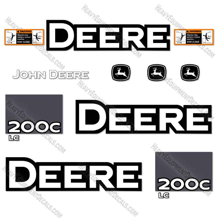 Fits John Deere 200C LC Excavator Decal Kit - CUSTOM 200, 200c, 200c-lc, 200clc, decal kit, excavator, john deere