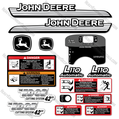 Fits John Deere L110 Decal Kit Riding Mower - CUSTOM WHITE! decal kit, farm tractor, john deere, tractor