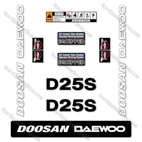 Fits Doosan Daewoo D25S-3 Decal Kit Forklift 25s, d25s, d25 decal kit, fork, fork lift, lift