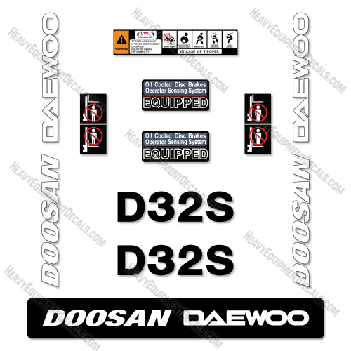 Fits Doosan Daewoo D32S-3 Decal Kit Forklift 32s, d32s, d32, decal kit, fork, fork lift, lift