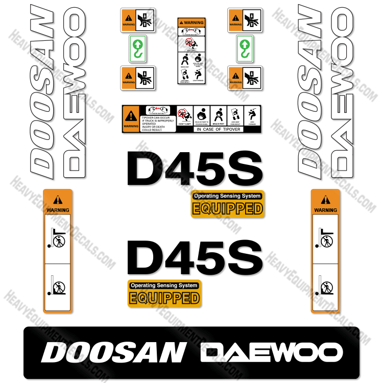 Fits Doosan Daewoo D45S-2 Decal Kit Forklift    45s, d45s, d45, decal kit, fork, fork lift, lift, d45S-2