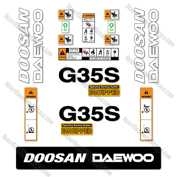 Fits Doosan Daewoo G35S-2 Decal Kit Forklift  35s, g35s, g35, decal kit, fork, fork lift, lift, g35S-2