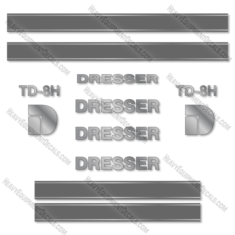 Fits Dresser TD-8H Decal Kit Dozer - Custom SIlver Grey!  TD8H, decals, dreser, dressor, TD8, TD-8H