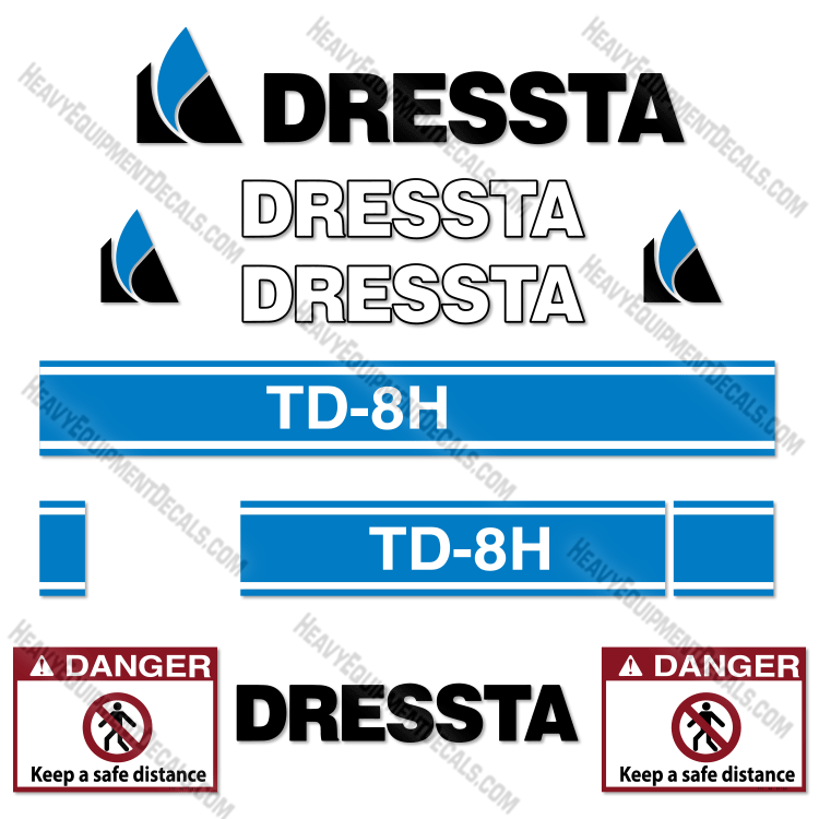 Fits Dressta TD-8H Decal Kit Crawler Tractor  decal kit, dressta, komatsu, td, td-8, td-8H , td8, td8H 