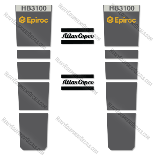 Fits Epiroc Atlas Copco HB3100 Decal Kit Hammer - Style 1  3100, decal kit, hb, hb3100
