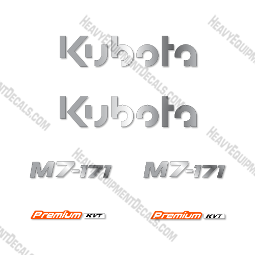 Fits Kubota M7-171 Premium KVT Decal Kit Tractor -New Style m7, 717, Kubota, 7-717, m7-717