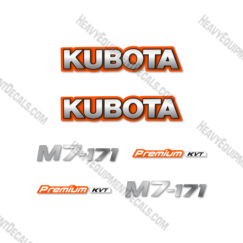 Fits Kubota M7-171 Premium KVT Decal Kit Tractor -Old Style  717, 7-717dt, Kubota, m7-717, m7-717