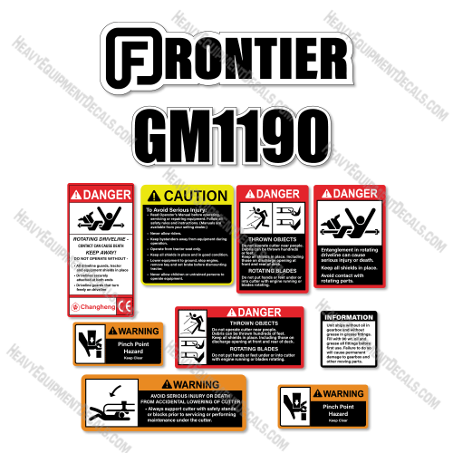 Fits Frontier GM1190 Decal Kit Finish Mower 1190, decal kit, GM-1190, GM1190