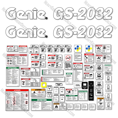 Genie  GS2032 Decal Kit Scissor Lift (SN: GS3204-60000 to GS3205-75406) - Aftermarket Kit  