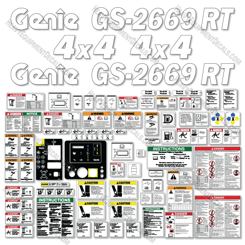 Fits Genie GS-2669 RT Decal Kit Scissor Lift (GS6911-101 to GS6916-7896) 2669, 2669-rt, gs2669, rt