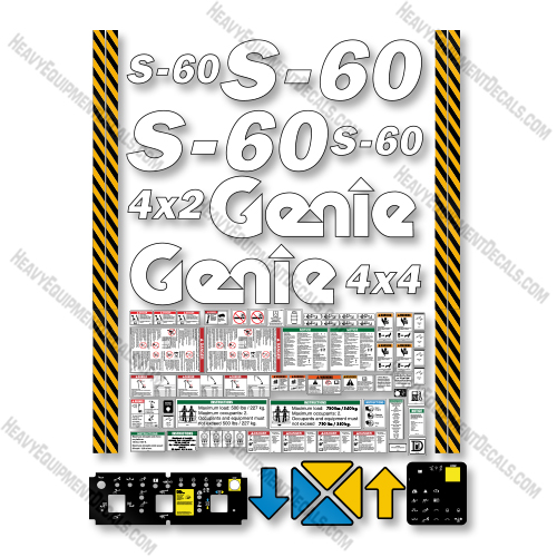  Genie S60 Decal Kit Boom Lift (SN: 09154-21000) - Aftermarket Kit  