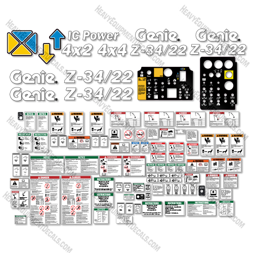 Fits Genie Z34/22 Decal Kit Boom Lift (SN: 3578 to 9806) 22, 22, 34, z34, z34/22, z3422