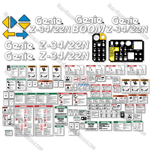 Fits Genie Z34/22N Decal Kit Boom Lift (SN: 2227 to 10885) 2010, 22, 22n, 34, z34, z34/22n, z3422n