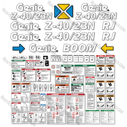 Genie Z40 23N RJ Decal Kit Articulated Boom Lift - (SN: Z40NN-4500 to 4915) - Aftermarket Kit  